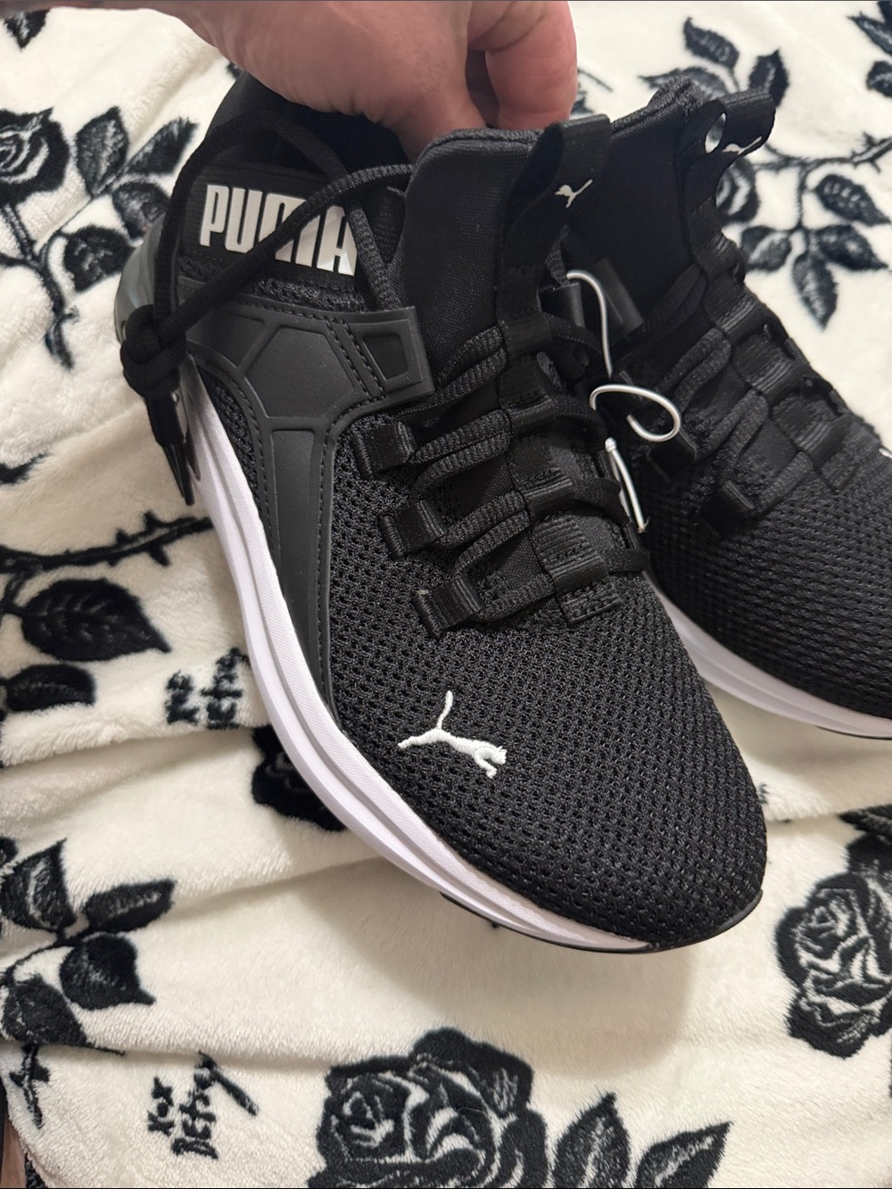 Puma Men’s Black and White Mesh Trainer Sneakers